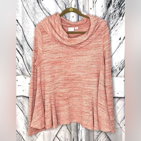 ANTHROPOLOGIE Postmark Waffle Knit Cowl Neck Long Sleeve Top M - Picture 1 of 6